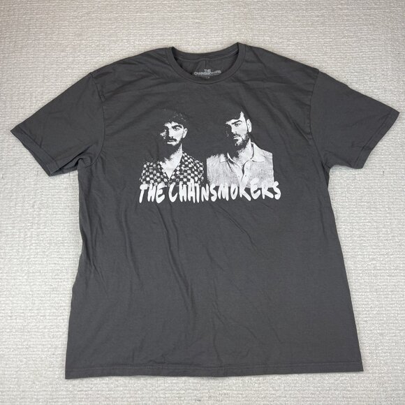 The Chainsmokers Band T-Shirt Gray Men's Size Large 100% Cotton Tee Shirt - Picture 1 of 14